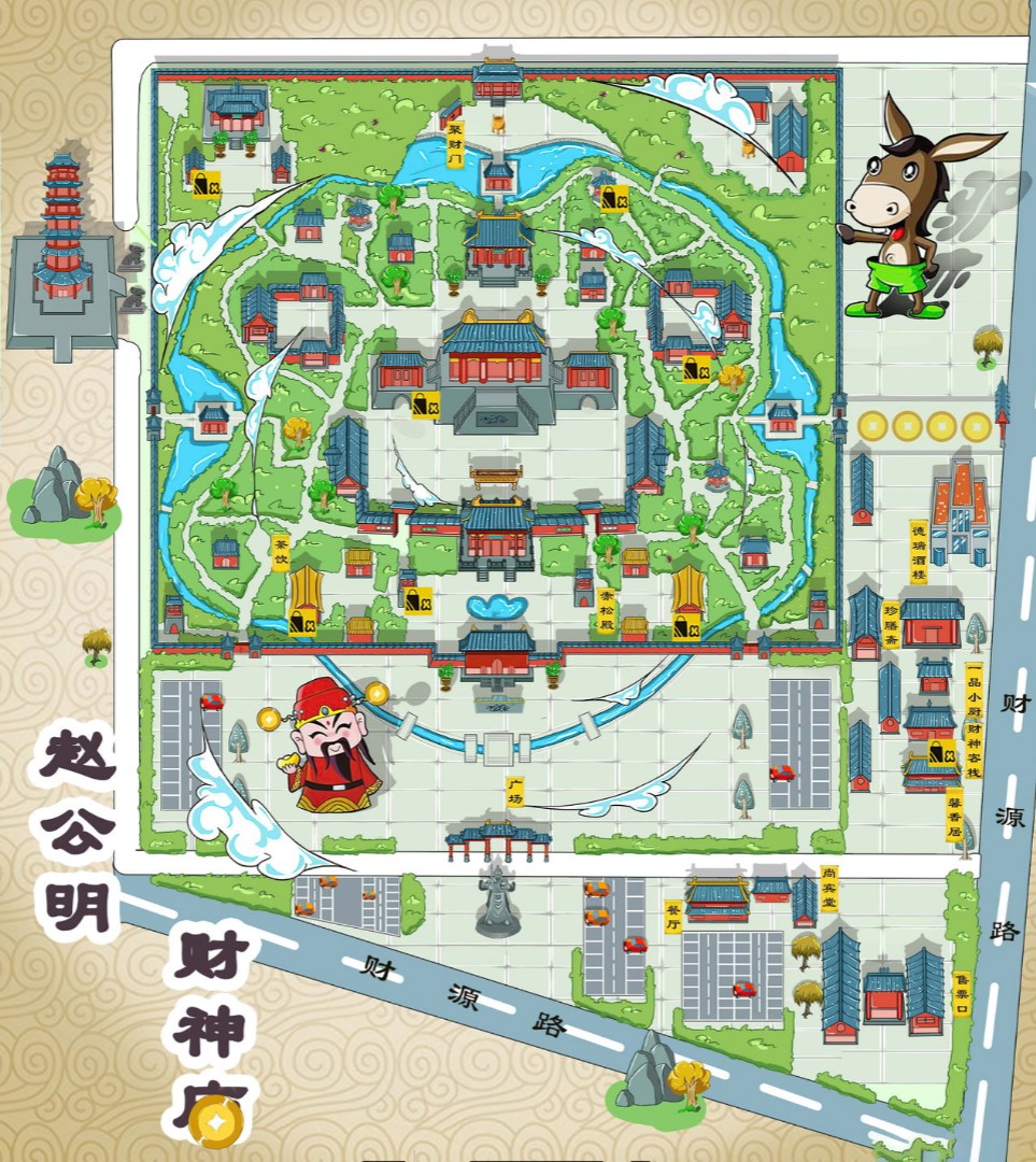 上海寺庙类手绘地图